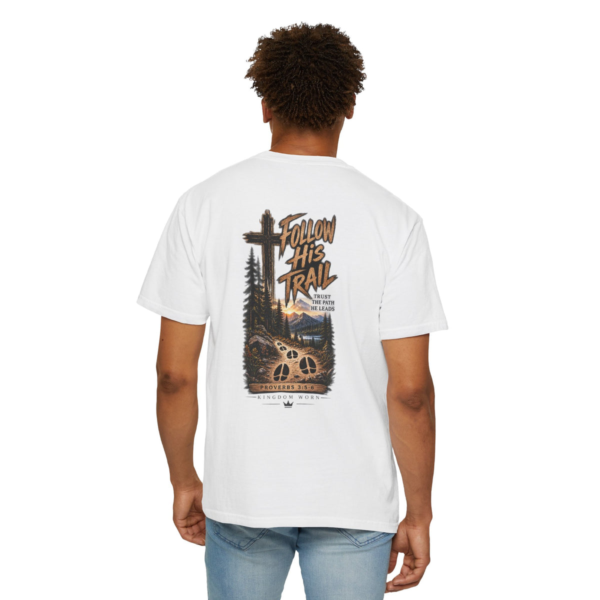 Follow His Trail-Christian Outdoor Faith Tee