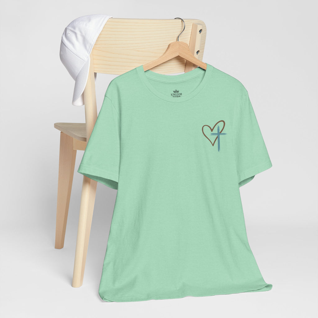 Jesus Has My Back Tee – Heart & Cross Tee