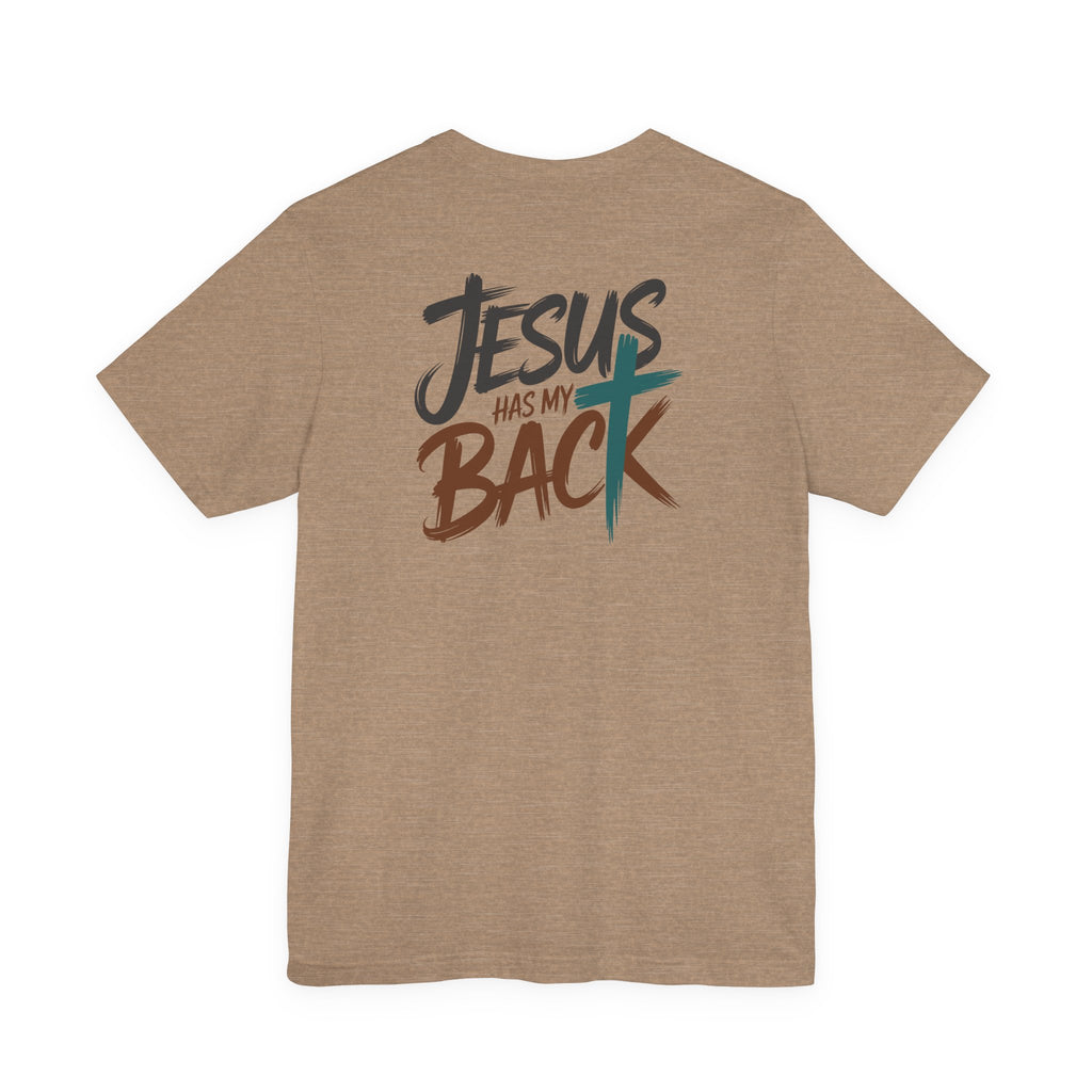 Jesus Has My Back Tee – Heart & Cross Tee