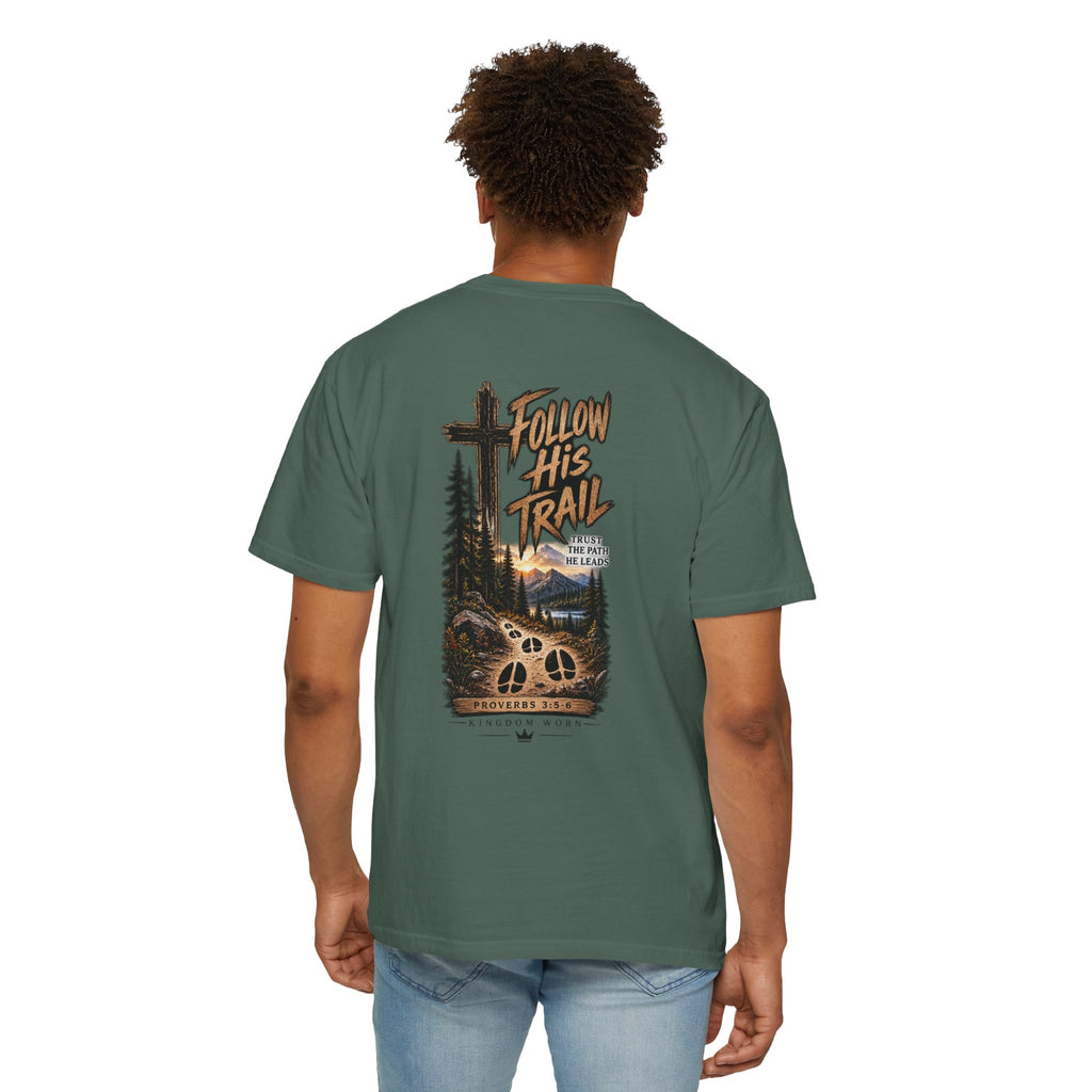 Follow His Trail-Christian Outdoor Faith Tee