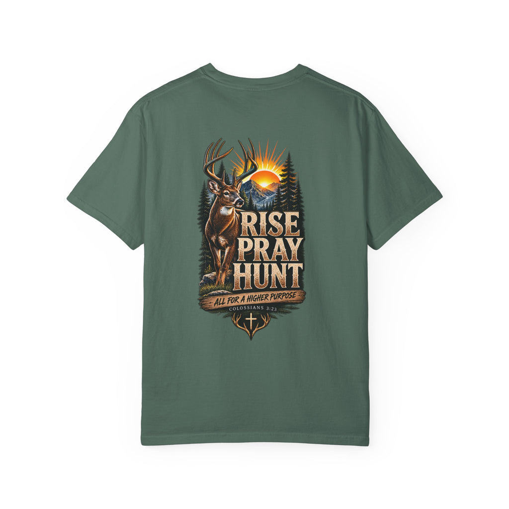 Rise Pray Hunt Deer — Field & Faith Hunting Tee