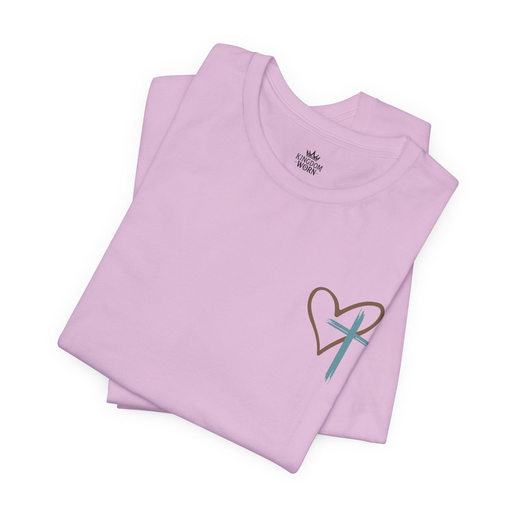 Jesus Has My Back Tee – Heart & Cross Tee