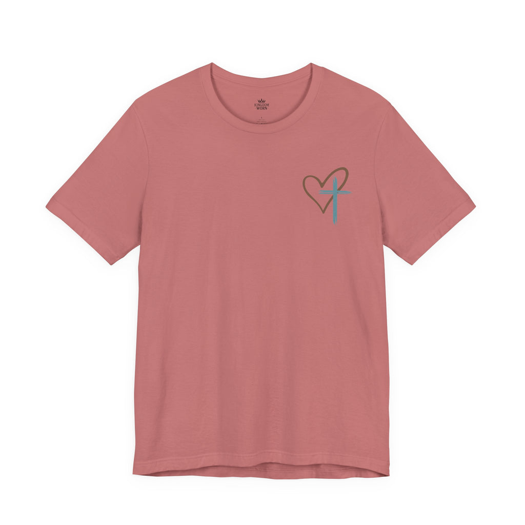 Jesus Has My Back Tee – Heart & Cross Tee