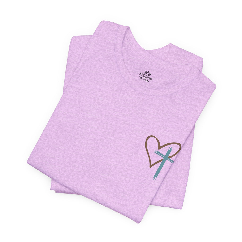 Jesus Has My Back Tee – Heart & Cross Tee