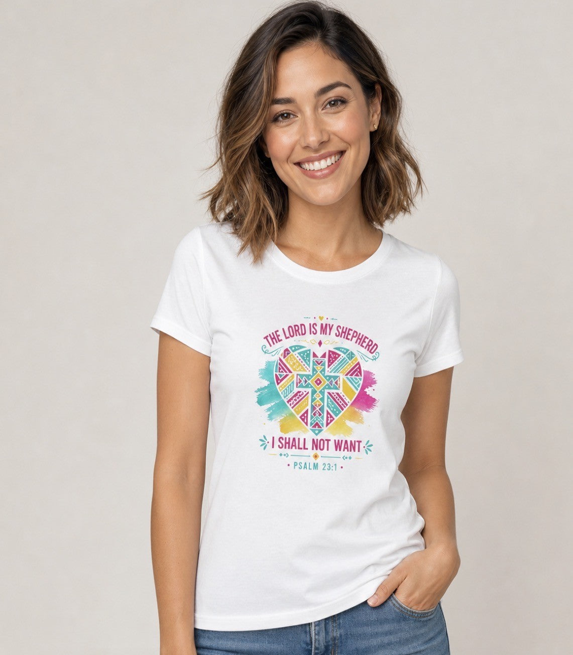 Psalm 23 Christian T-shirt with The Lord Is My Shepherd design