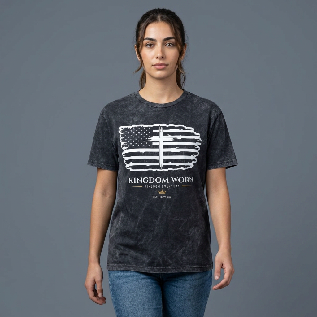Kingdom Worn Kingdom Worn American Flag Cross Tee