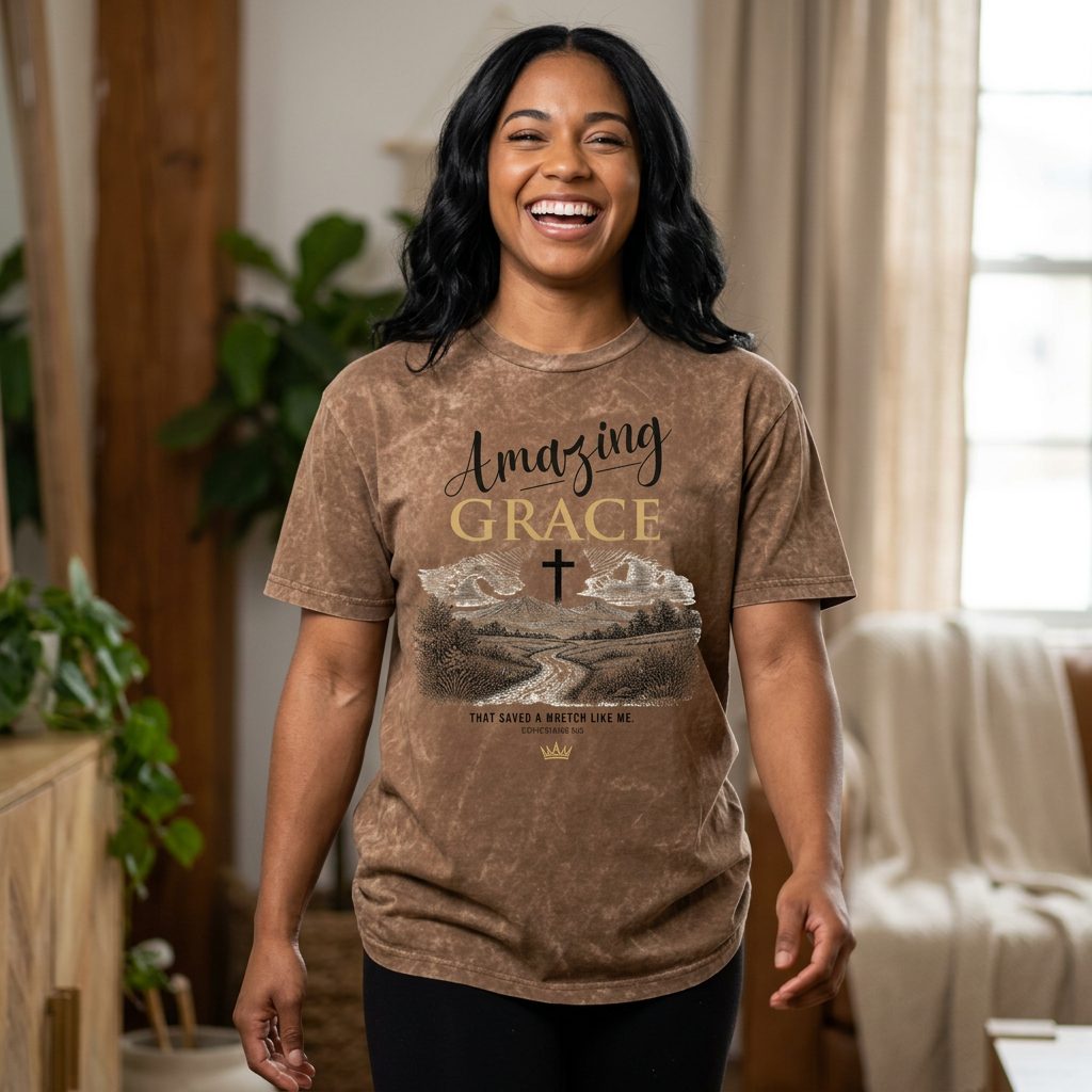 Amazing Grace Christian T-Shirt with faith inspired design.