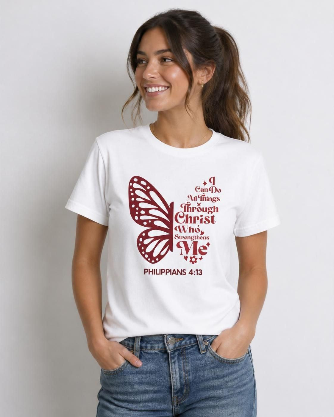 Philippians 4:13 Christian T-Shirt with I Can Do All Things Through Christ
