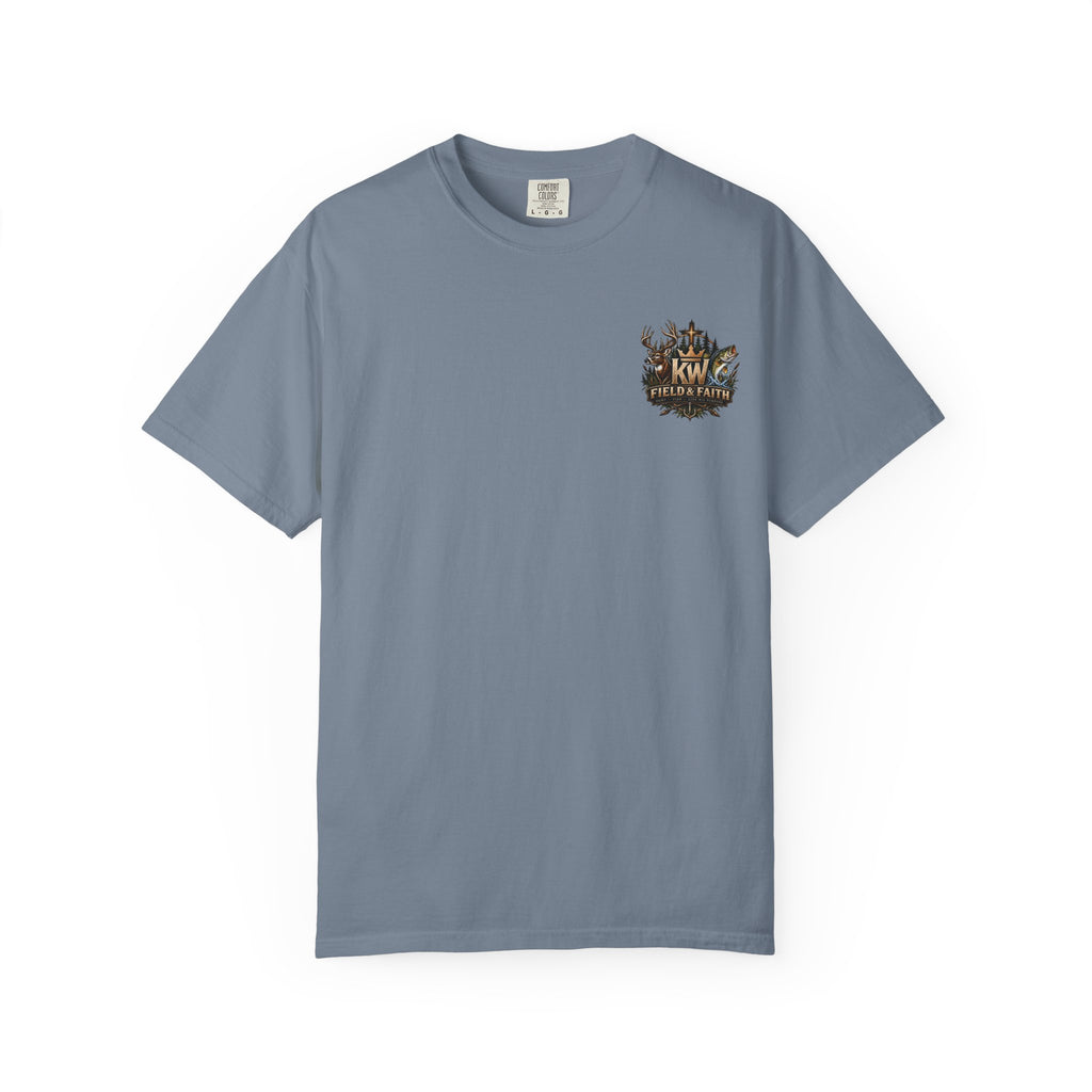 Hooked on a Greater Purpose Christian Fishing T-Shirt — Colossians 3:2