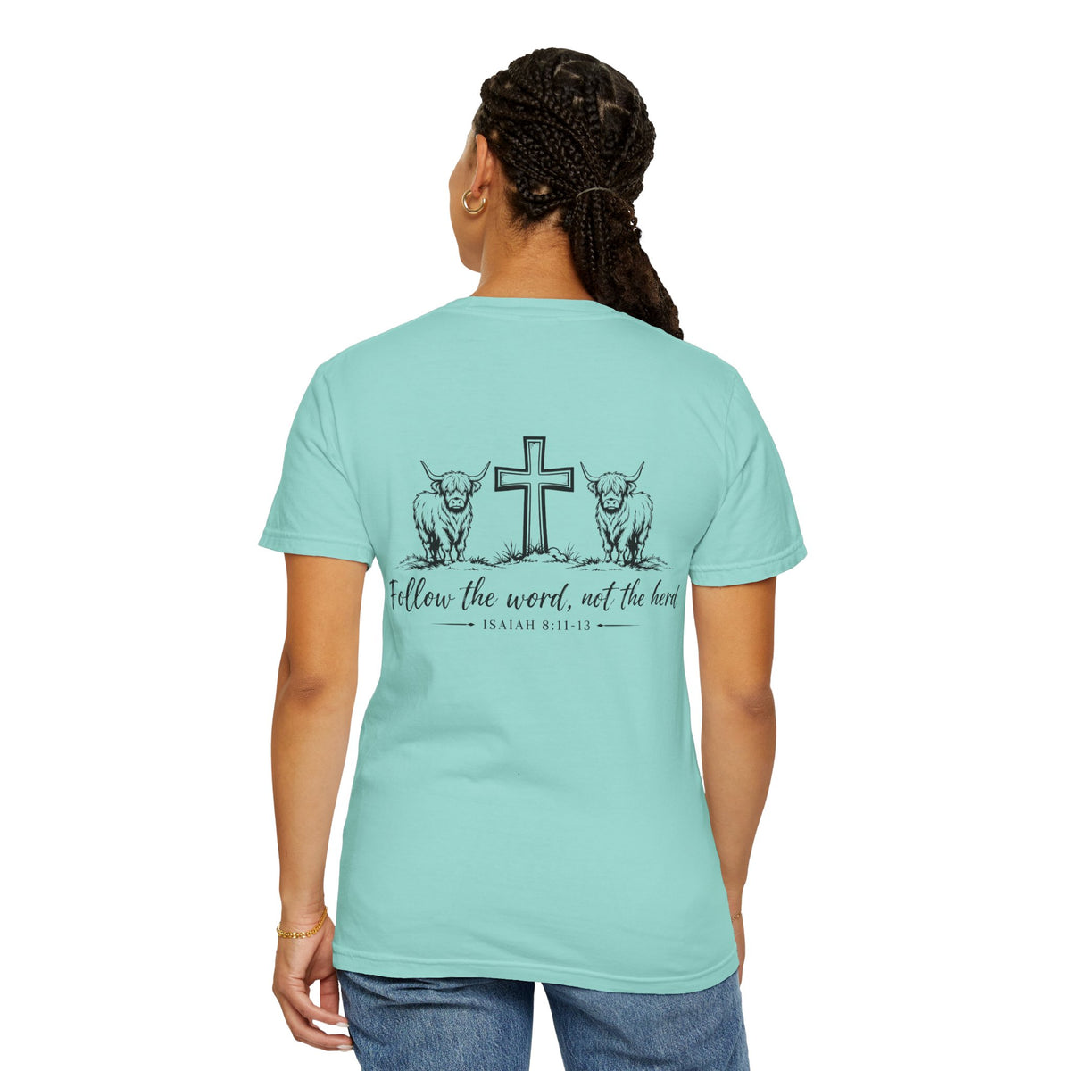 Isaiah 8 Tee Highland Cow Faith Tee-Follow the Word