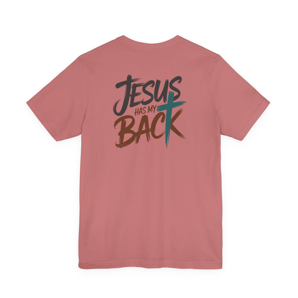 Jesus Has My Back Tee – Heart & Cross Tee