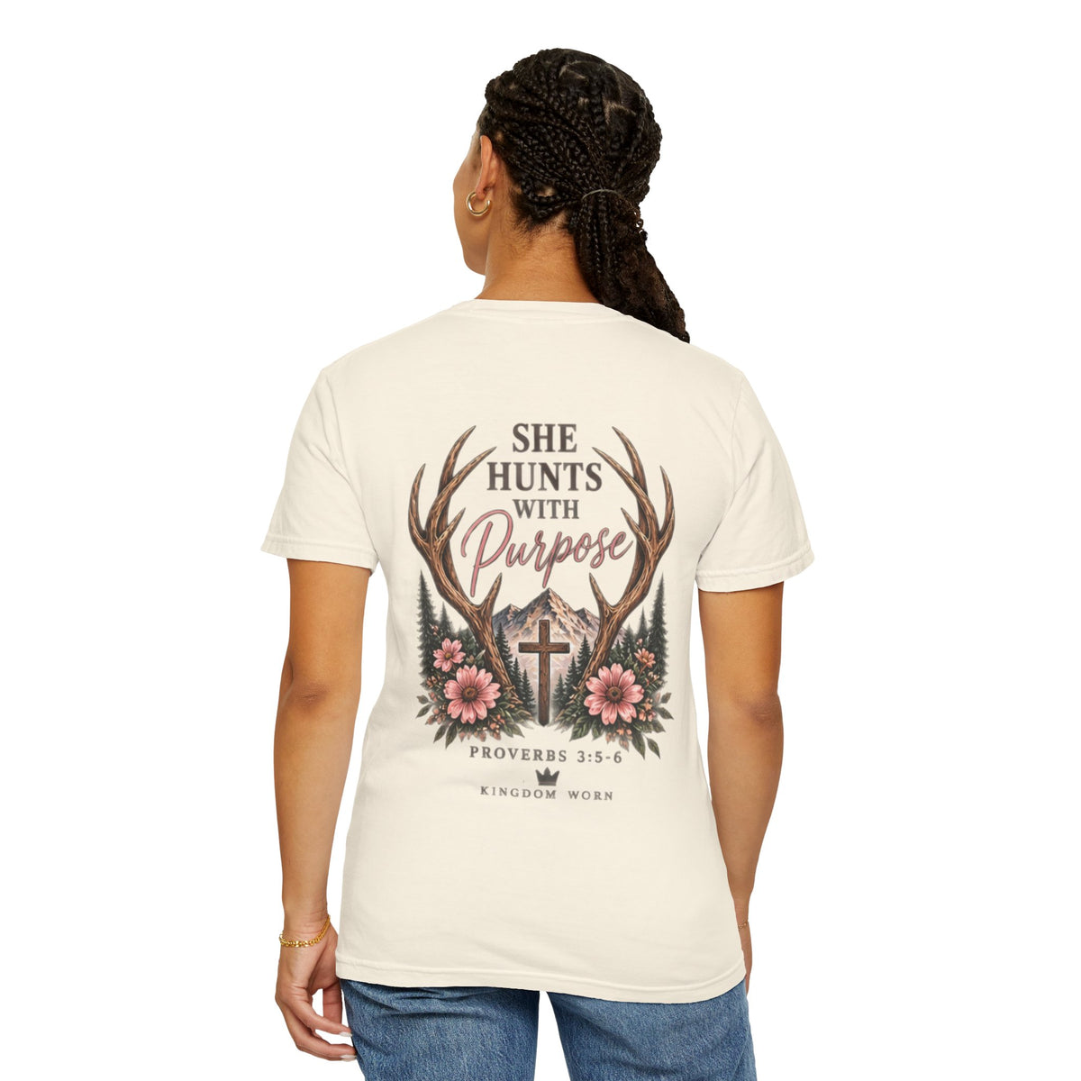 Pesonalized She Hunts With Purpose Christian Deer Hunting T-Shirt