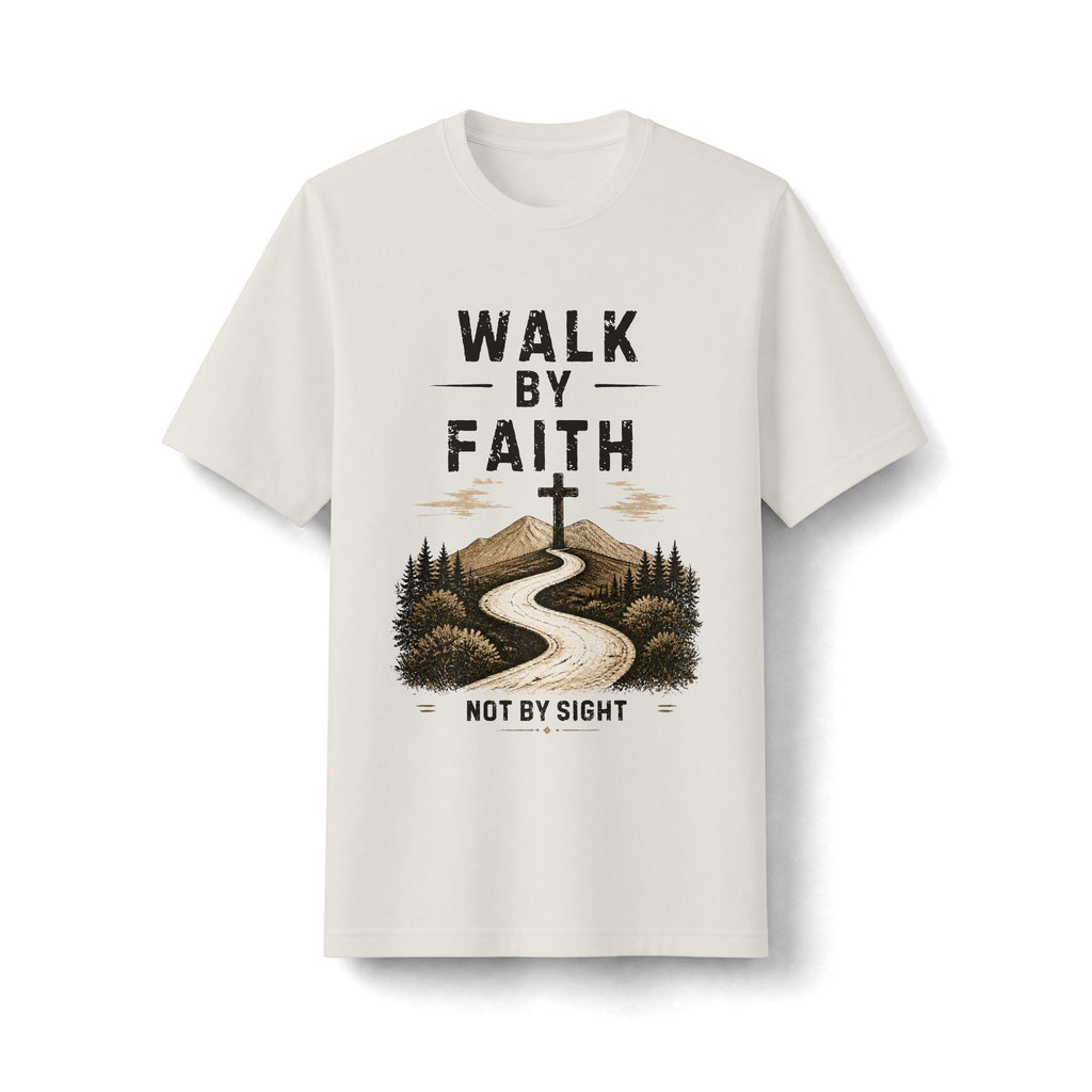 Walk by Faith Not by Sight — 2 Corinthians 5:7 Christian T-Shirt