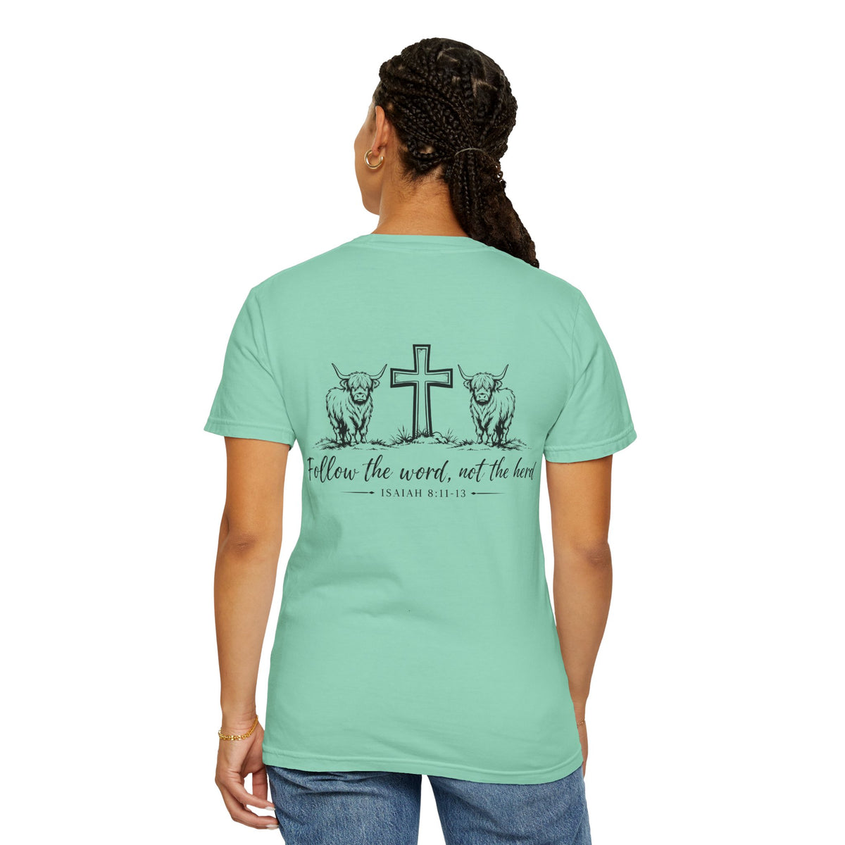 Kingdom Worn Highland Cow Follow the Word Back Print Tee