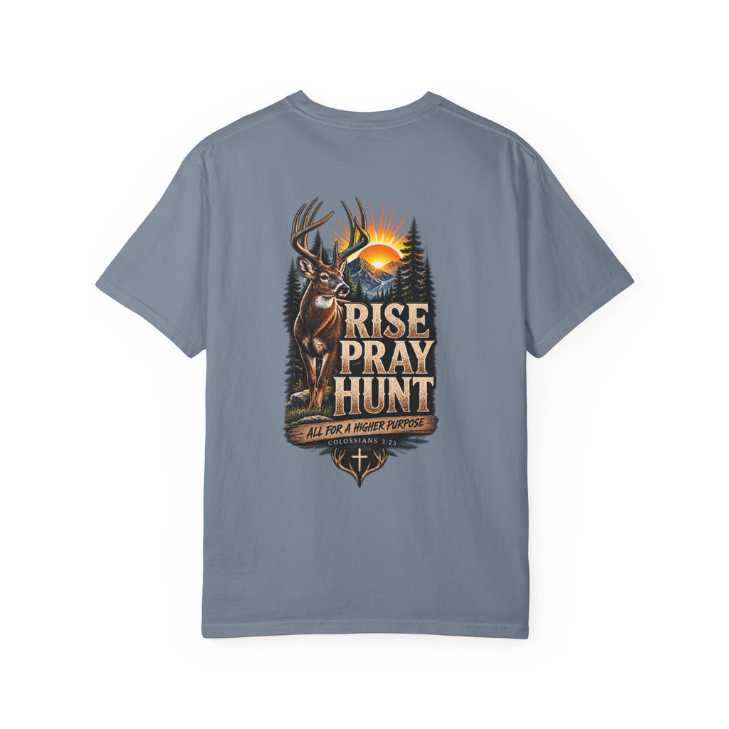 Rise Pray Hunt Deer — Field & Faith Hunting Tee