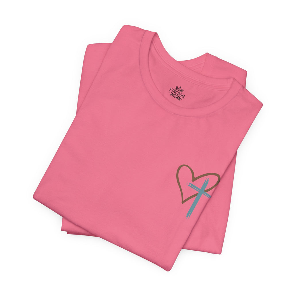 Jesus Has My Back Tee – Heart & Cross Tee