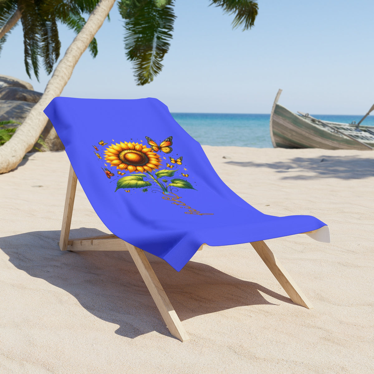 Kingdom Worn Sunflower & Butterflies Faith Beach Towel