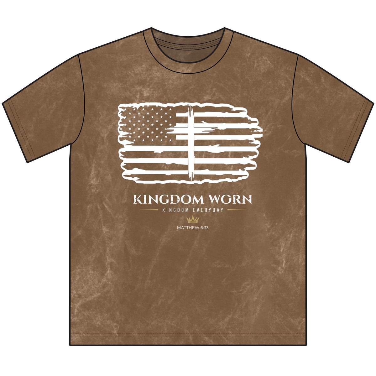Kingdom Worn-American Flag Cross Tee