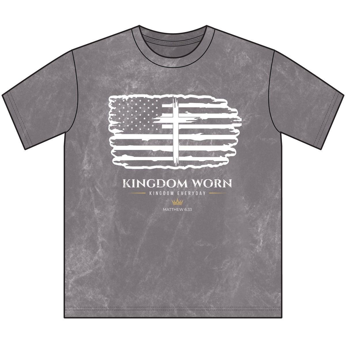 Kingdom Worn-American Flag Cross Tee