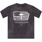 Kingdom Worn-American Flag Cross Tee