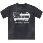 Kingdom Worn-American Flag Cross Tee