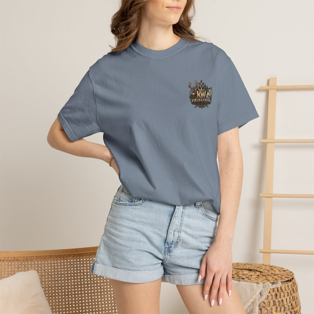 Hooked on a Greater Purpose Christian Fishing T-Shirt — Colossians 3:2