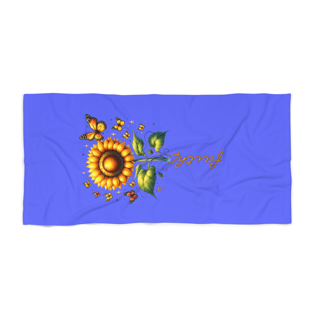Sunflower & Butterflies Faith Beach Towel