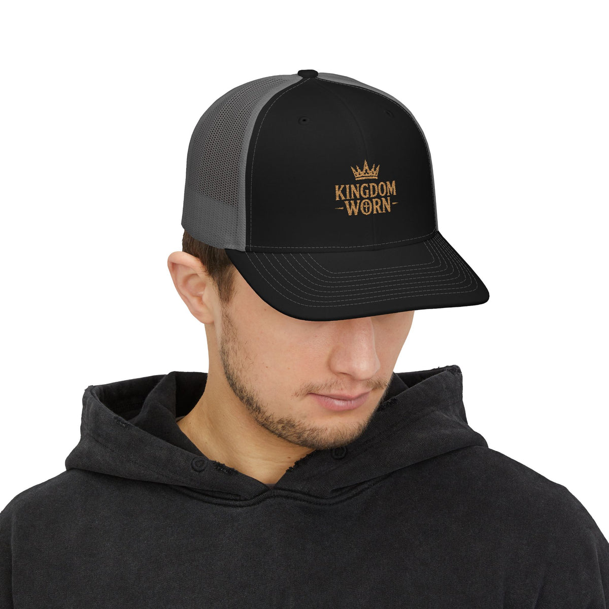 Kingdom Worn Embroidered Crown Trucker Hat