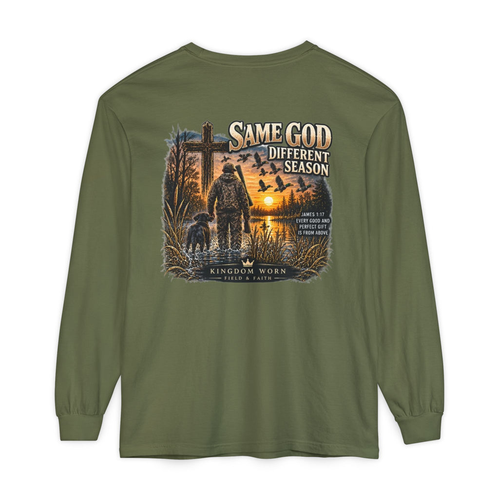 Same God Different Season Long Sleeve Christian Hunting Shirt