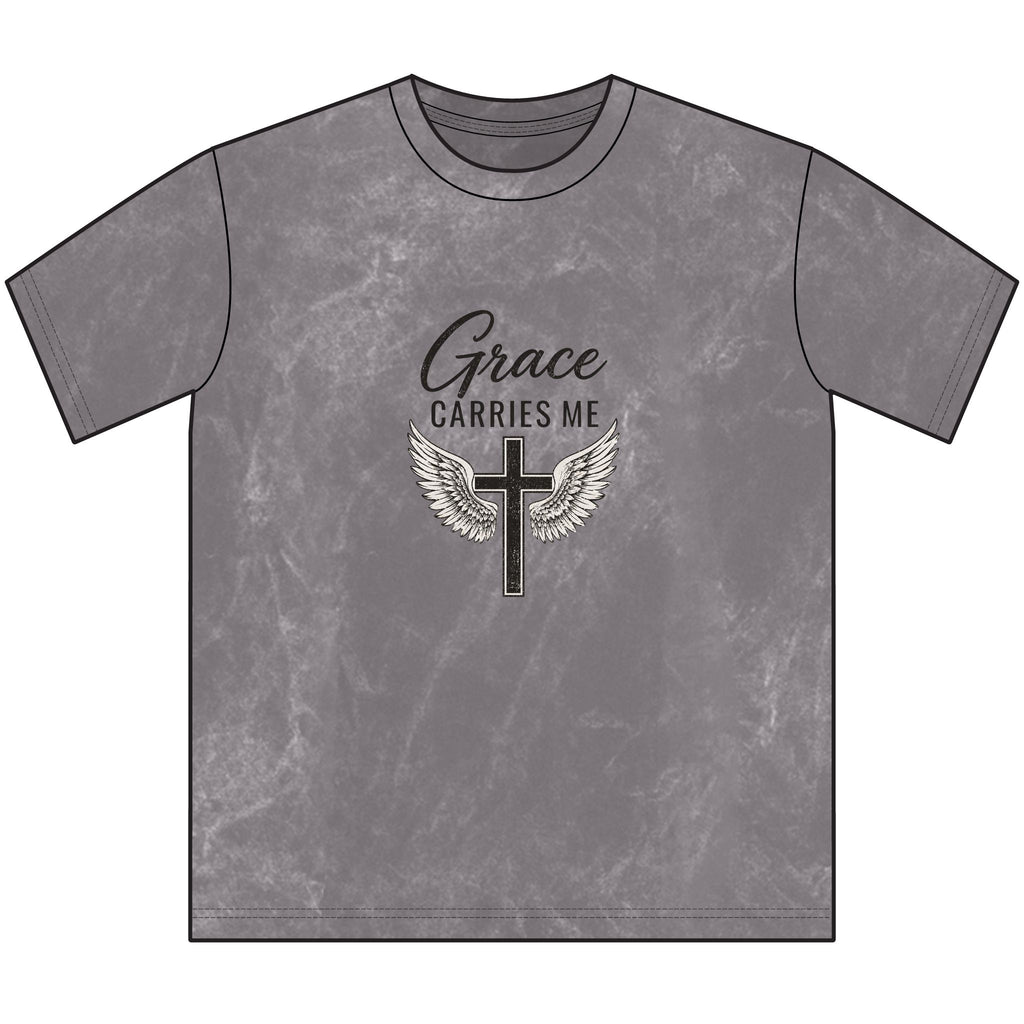 Grace Carries Me Vintage Crewneck Tee — Christian Faith Cross T‑Shirt