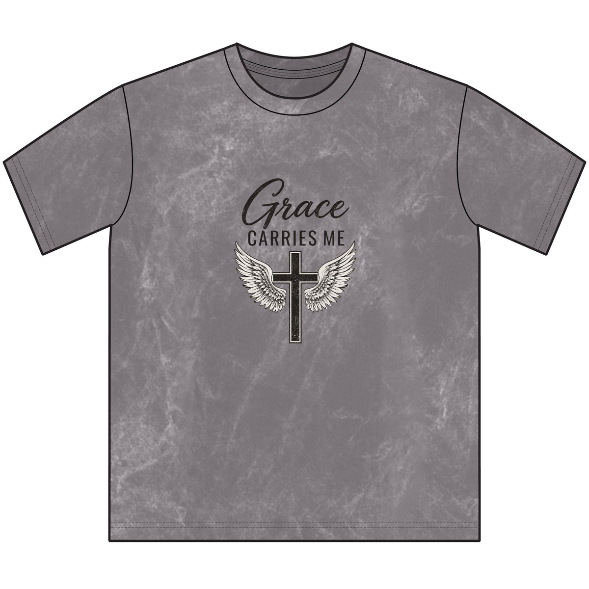Grace Carries Me Vintage Crewneck Tee — Christian Faith Cross T‑Shirt