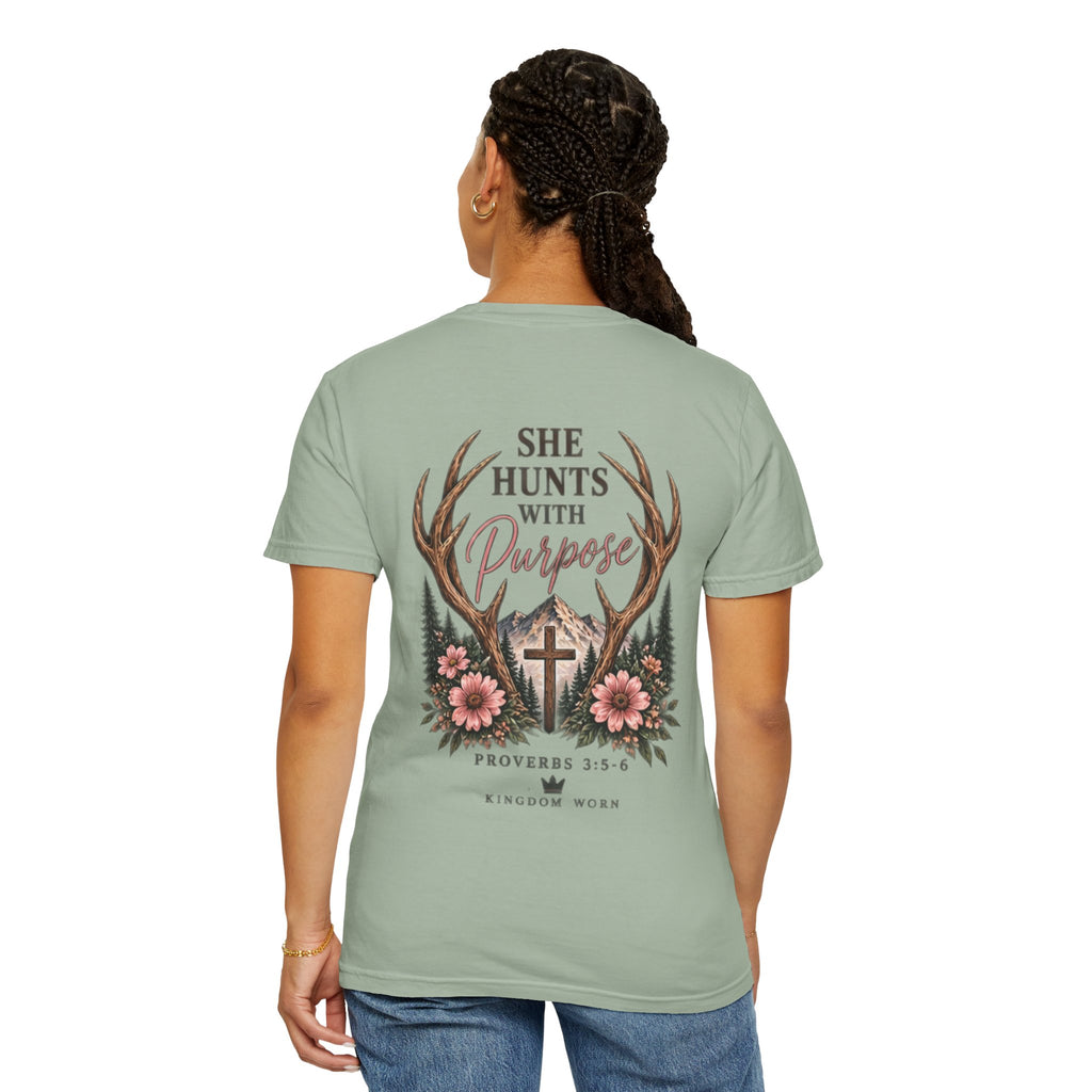 She Hunts With Purpose — Personalized Deer Hunting Tee