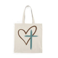 Kingdom Worn Heart & Cross Natural Tote Bag Faith Carryall