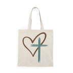 Kingdom Worn Heart & Cross Natural Tote Bag Faith Carryall